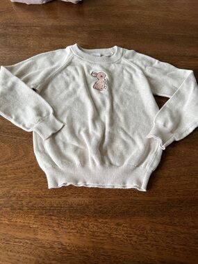 Women's Cream Bunny Embroidered Crewneck Sweater